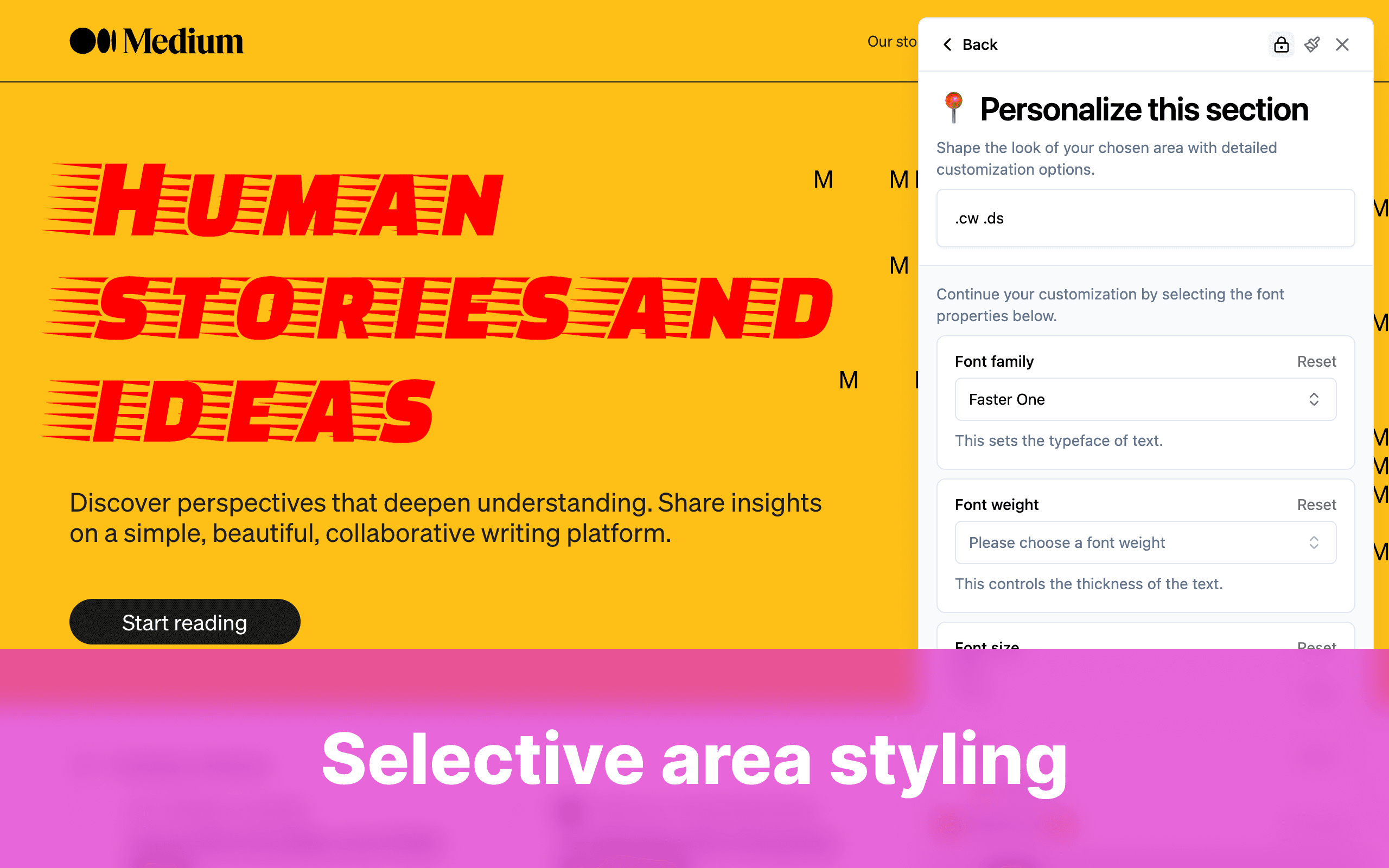 BetterFont selective area styling