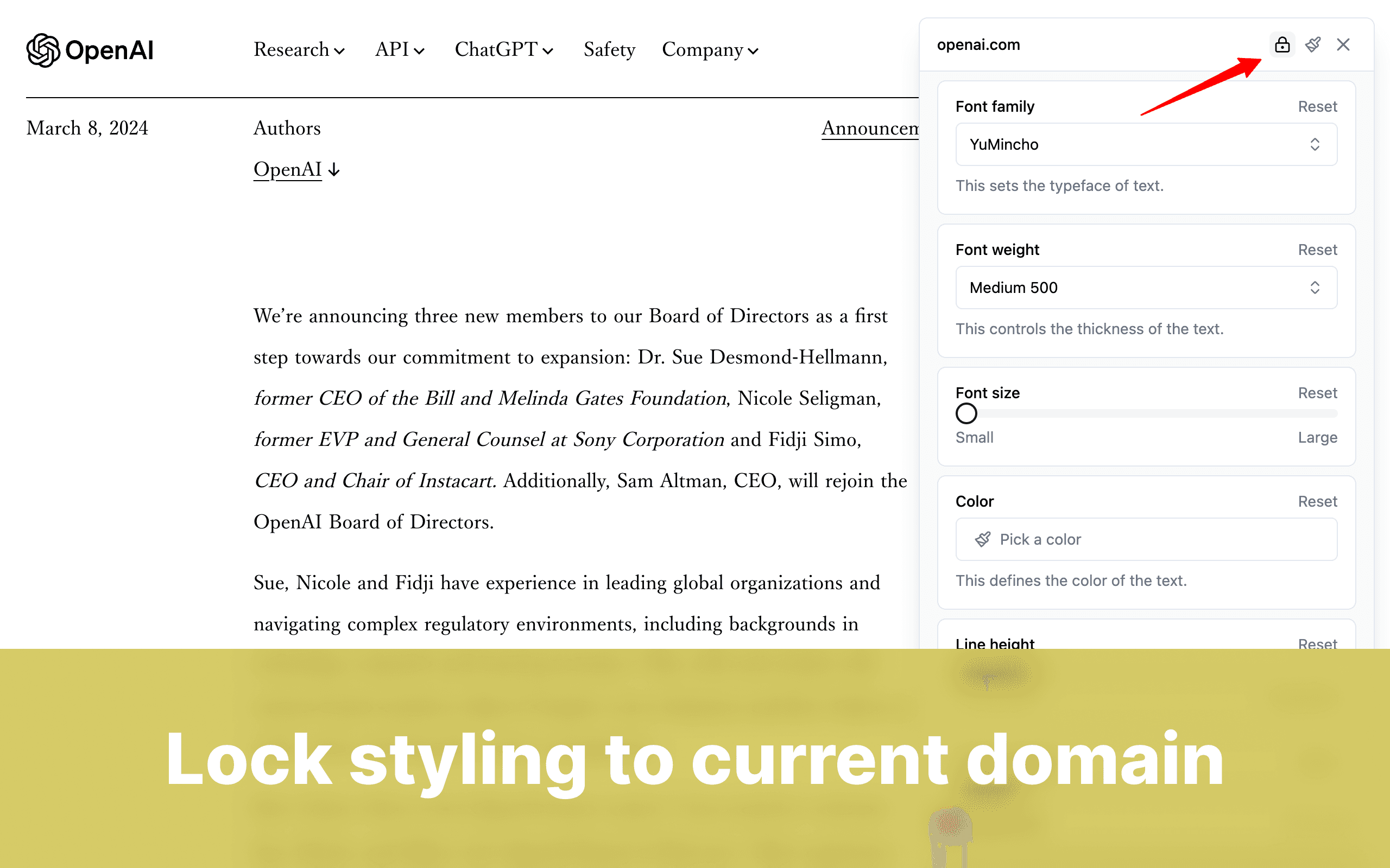 BetterFont lock styling to current domain