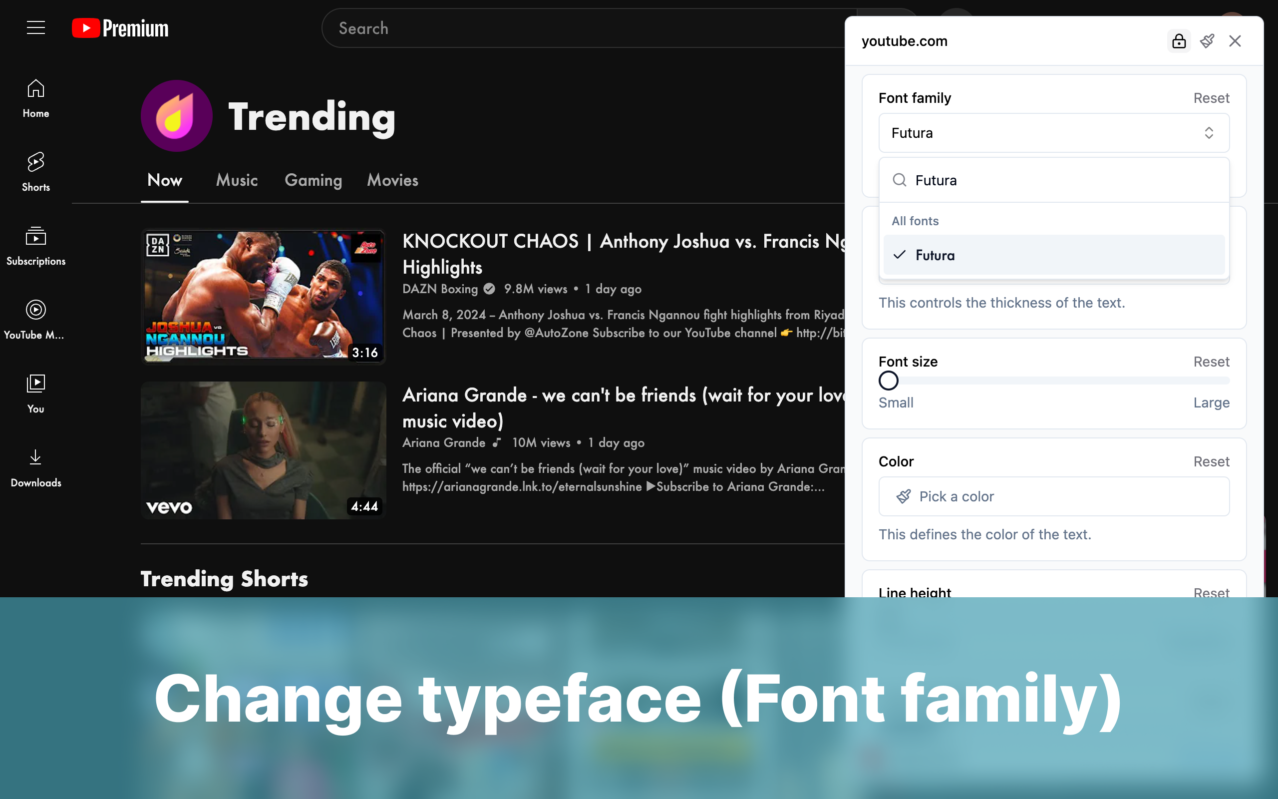 BetterFont change font family