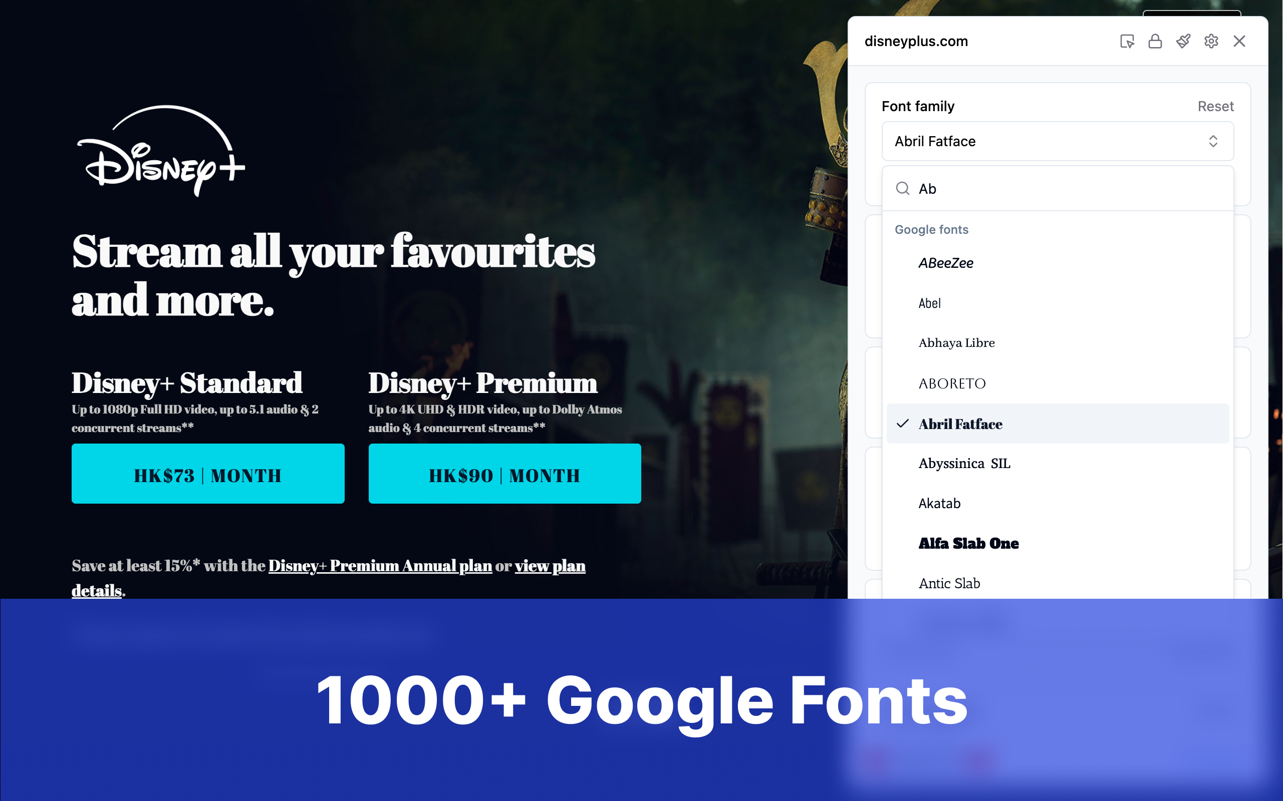 BetterFont 1000+ google fonts