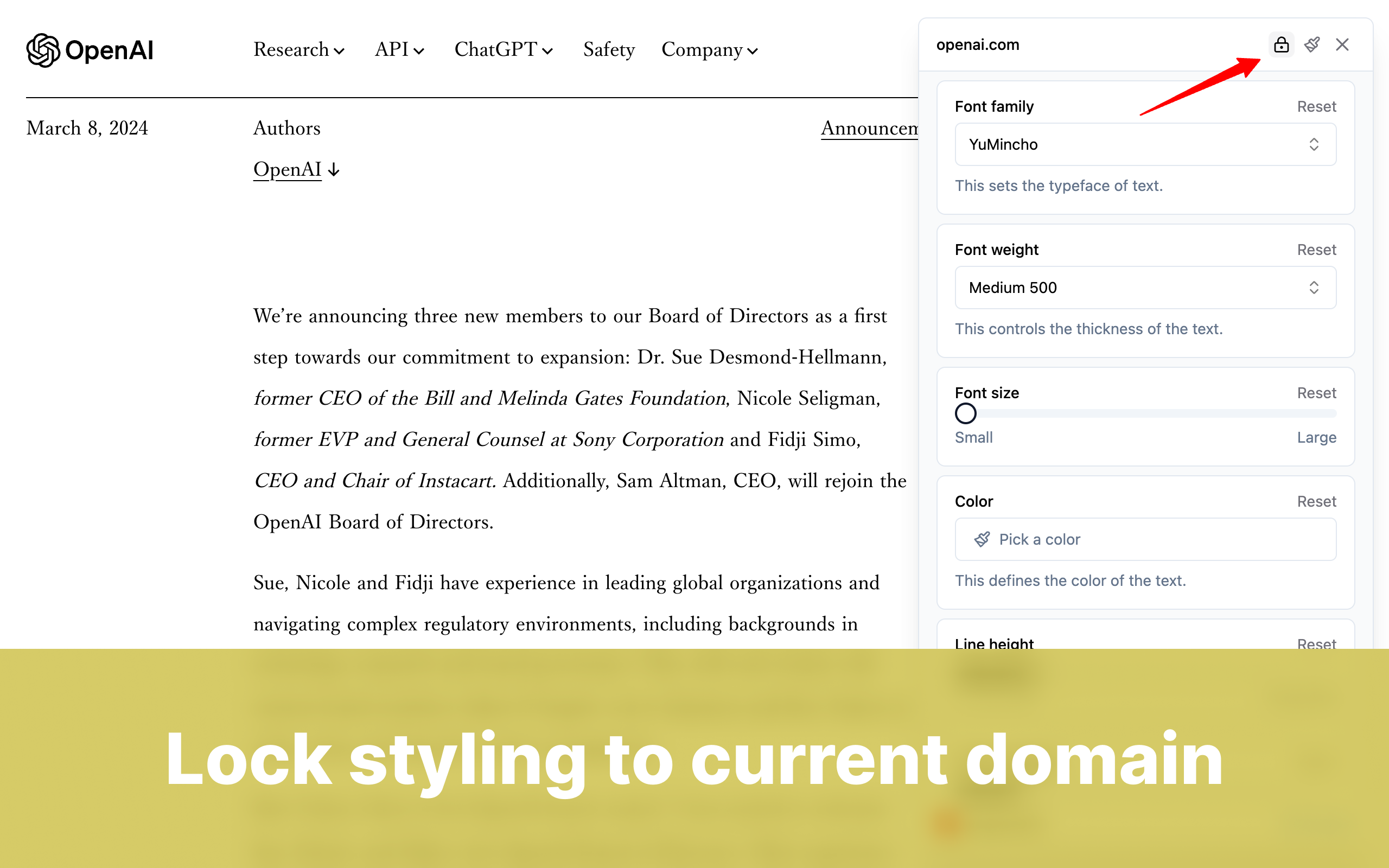 BetterFont lock styling to current domain